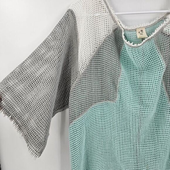 Free people swim cover medium large half sleeve short net teal vacation pool - Picture 3 of 4